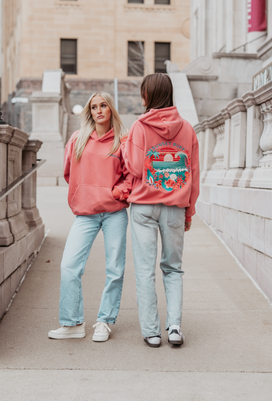 Coral Hibiscus Hoodie