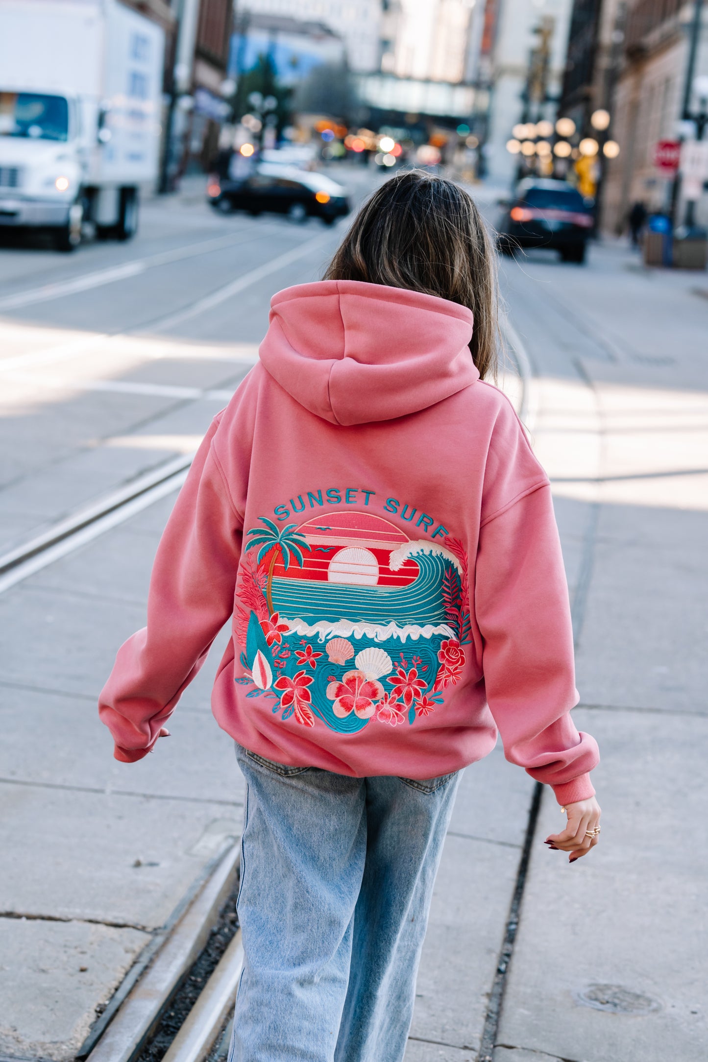 Coral Hibiscus Hoodie