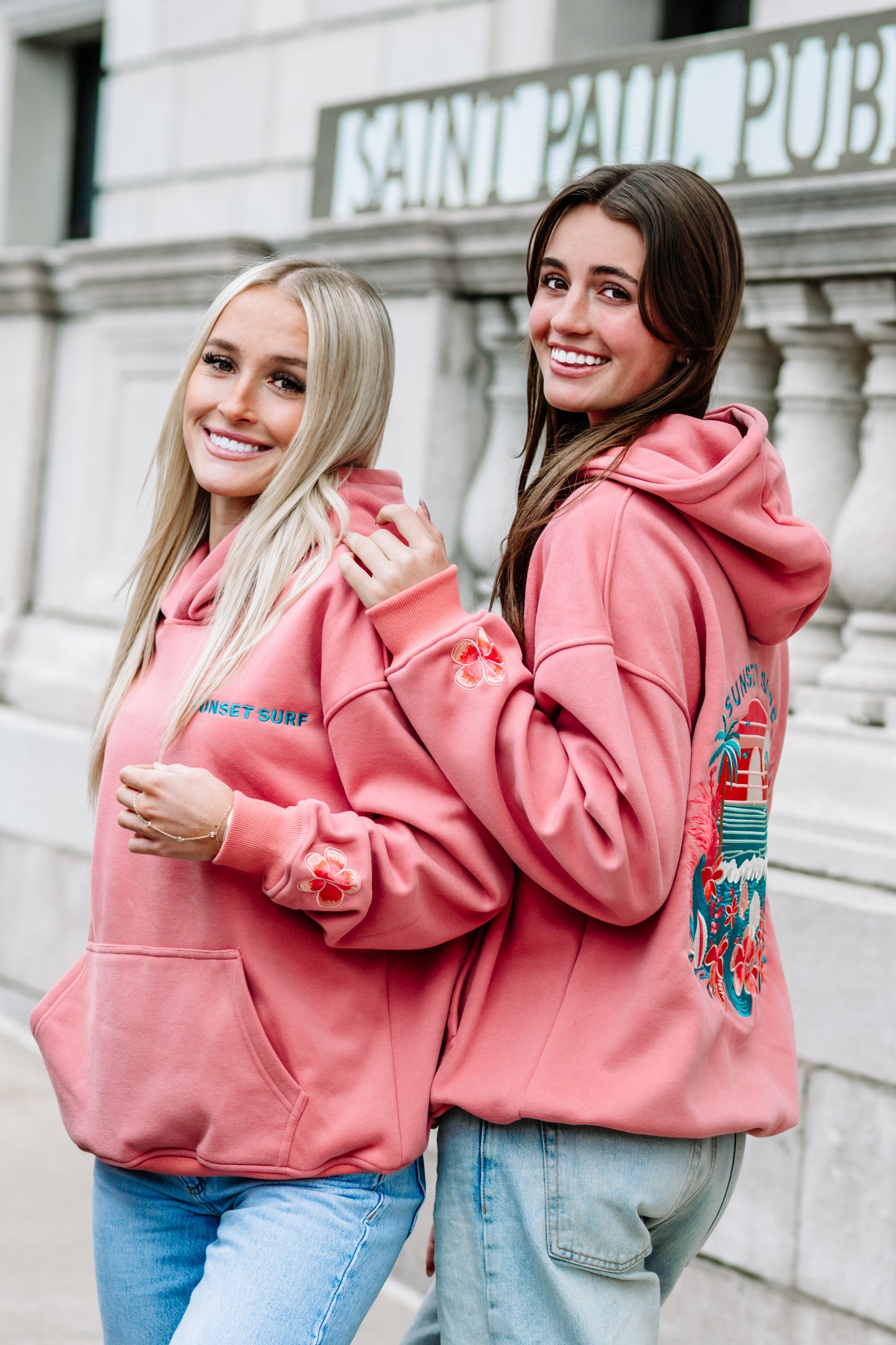 Coral Hibiscus Hoodie