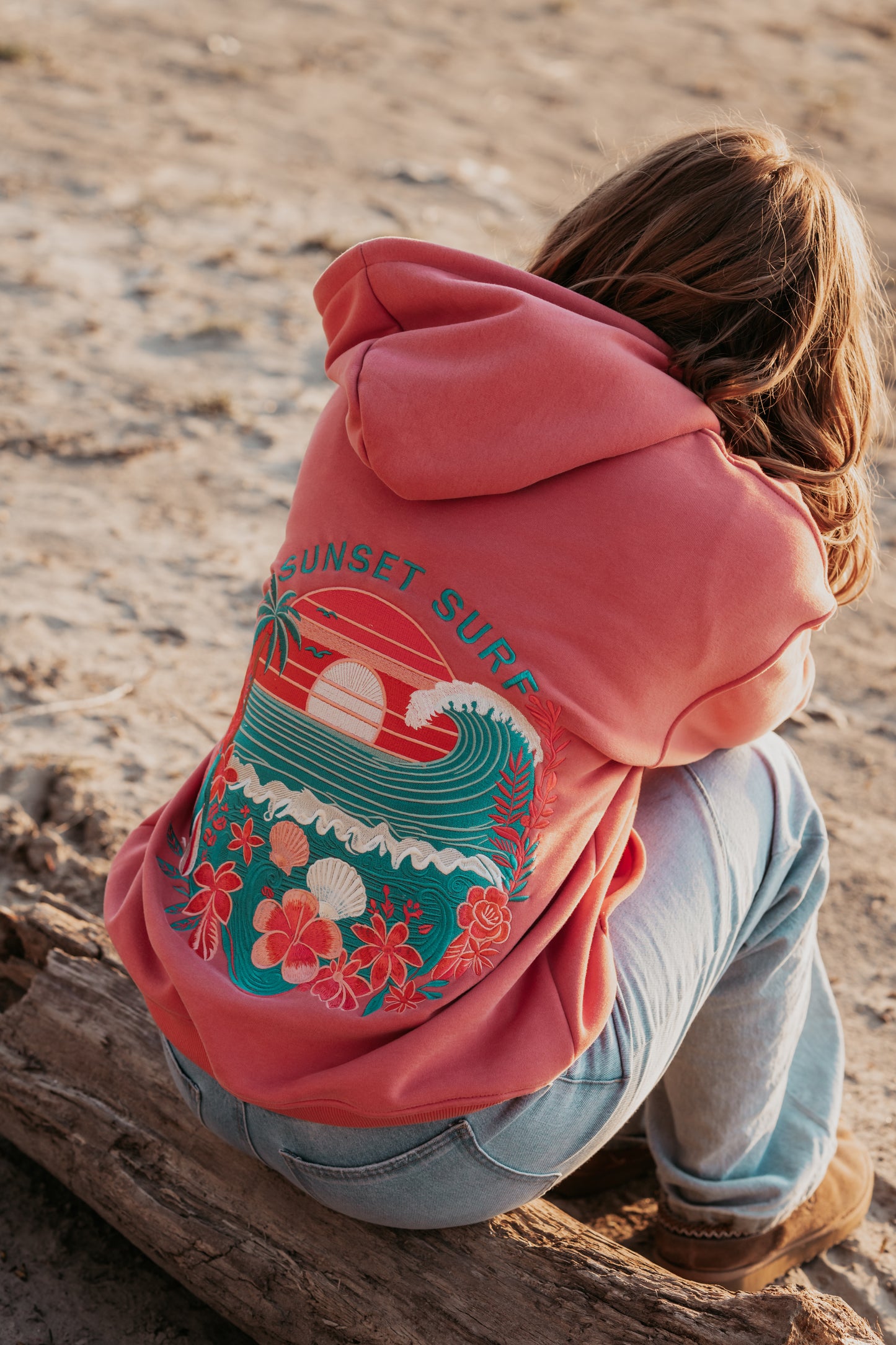 Coral Hibiscus Hoodie