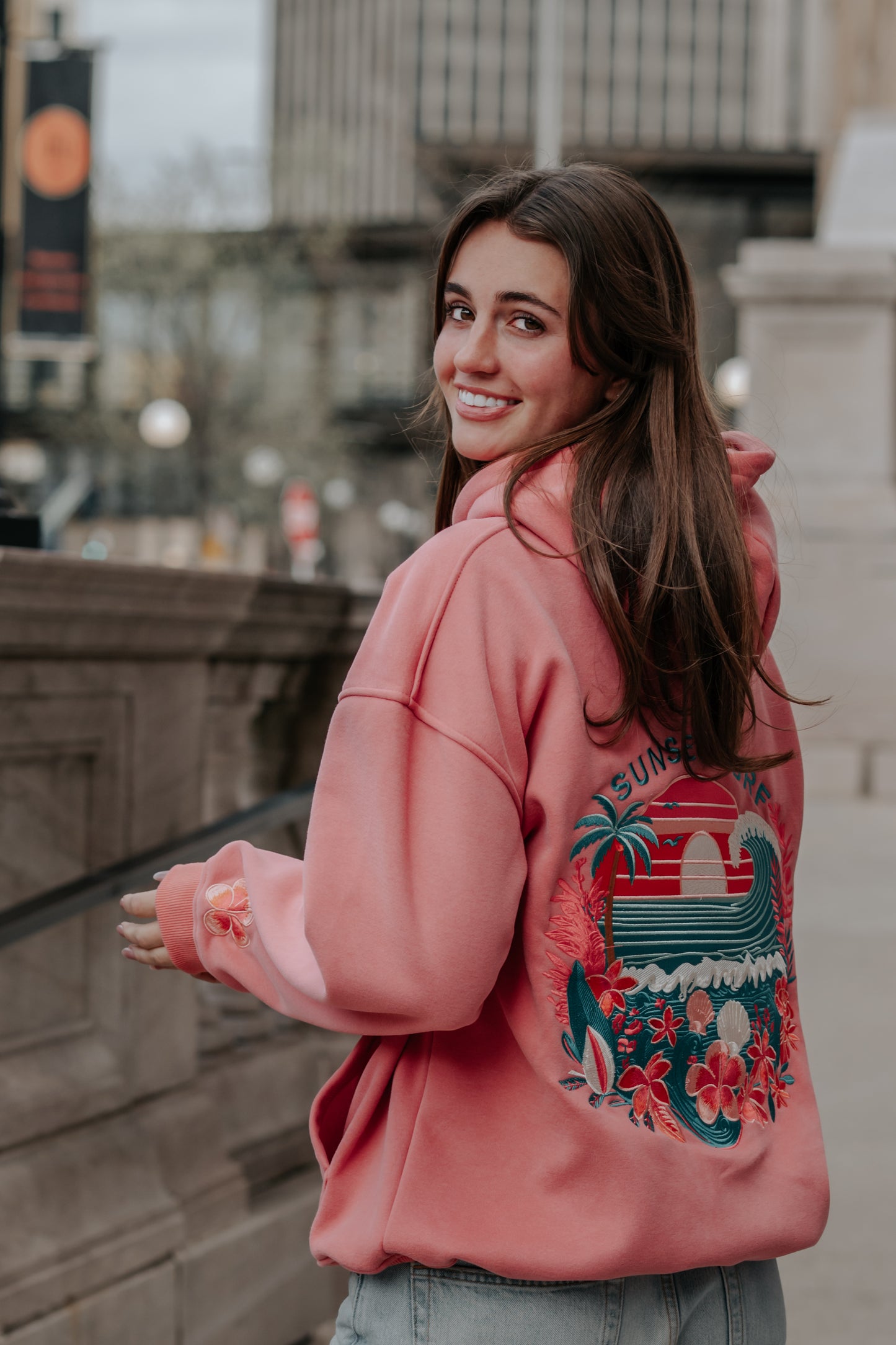 Coral Hibiscus Hoodie