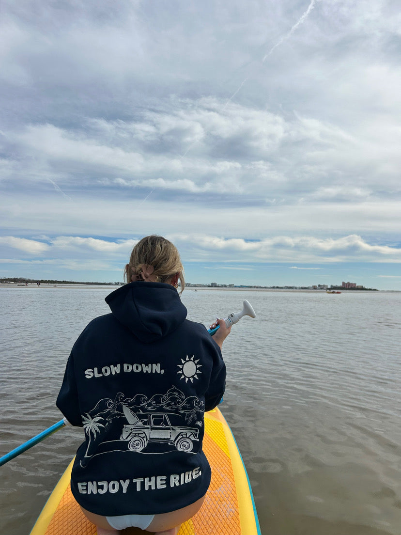 Slow Down Enjoy The Ride Embroidered Hoodie