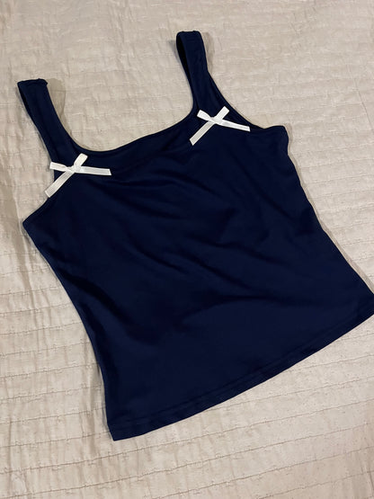 Navy Blue Bow Top