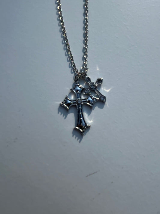 Double Cross Necklace (Alloy Metal)