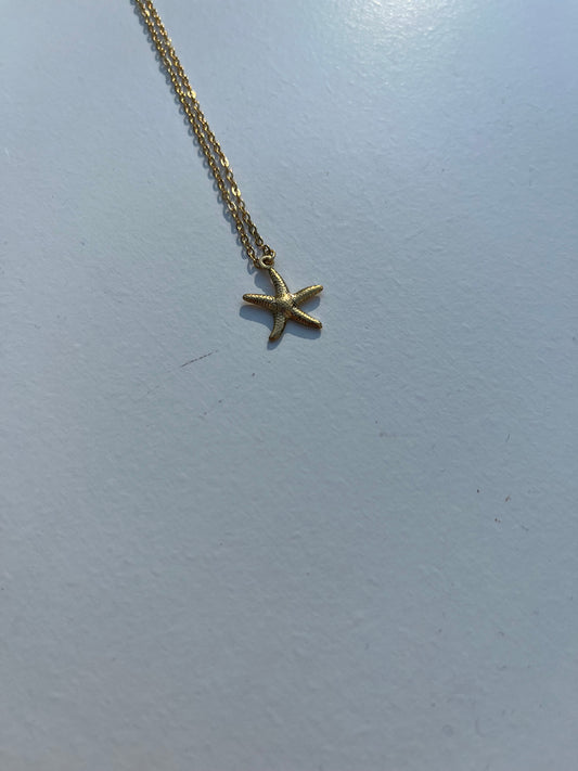 Water Proof Gold Starfish Necklace