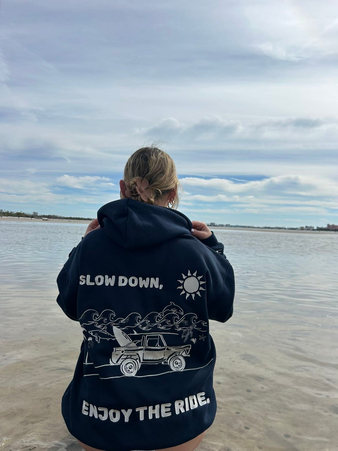 Slow Down Enjoy The Ride Embroidered Hoodie