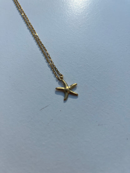 Water Proof Gold Starfish Necklace