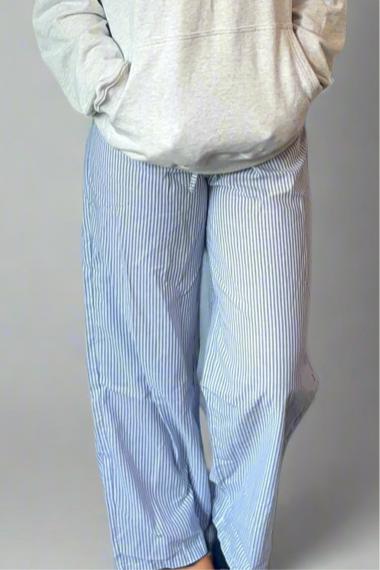 Blue Striped Linen Pants