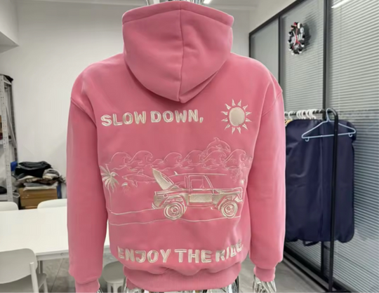 Slow Down Enjoy The Ride Embroidered Hoodie