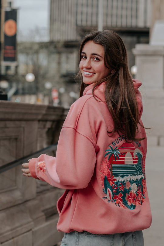 Coral Hibiscus Hoodie